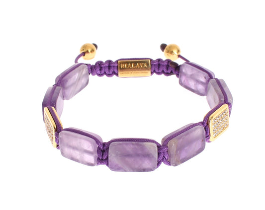 Nialaya Dazzling Diamond Gold-Plated Amethyst Bracelet - The Home of Luxury