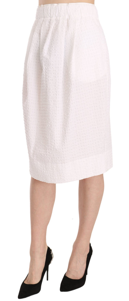 L'Autre Chose Elegant White Pencil Skirt - The Home of Luxury