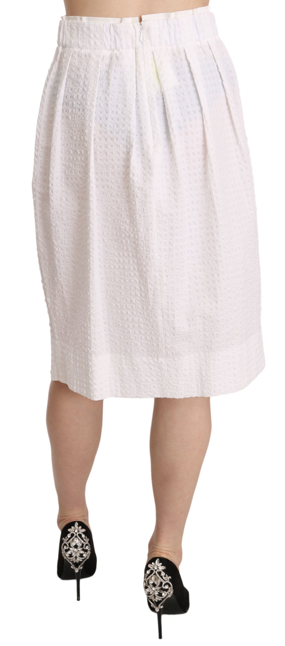 L'Autre Chose Elegant White Pencil Skirt - The Home of Luxury