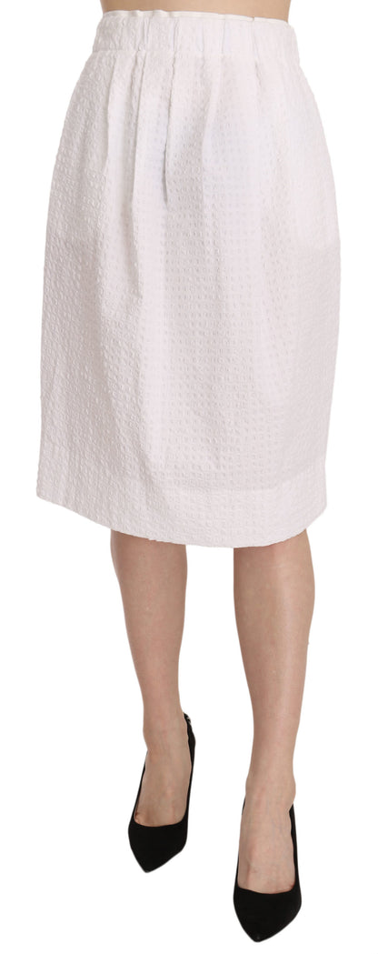 L'Autre Chose Elegant White Pencil Skirt - The Home of Luxury