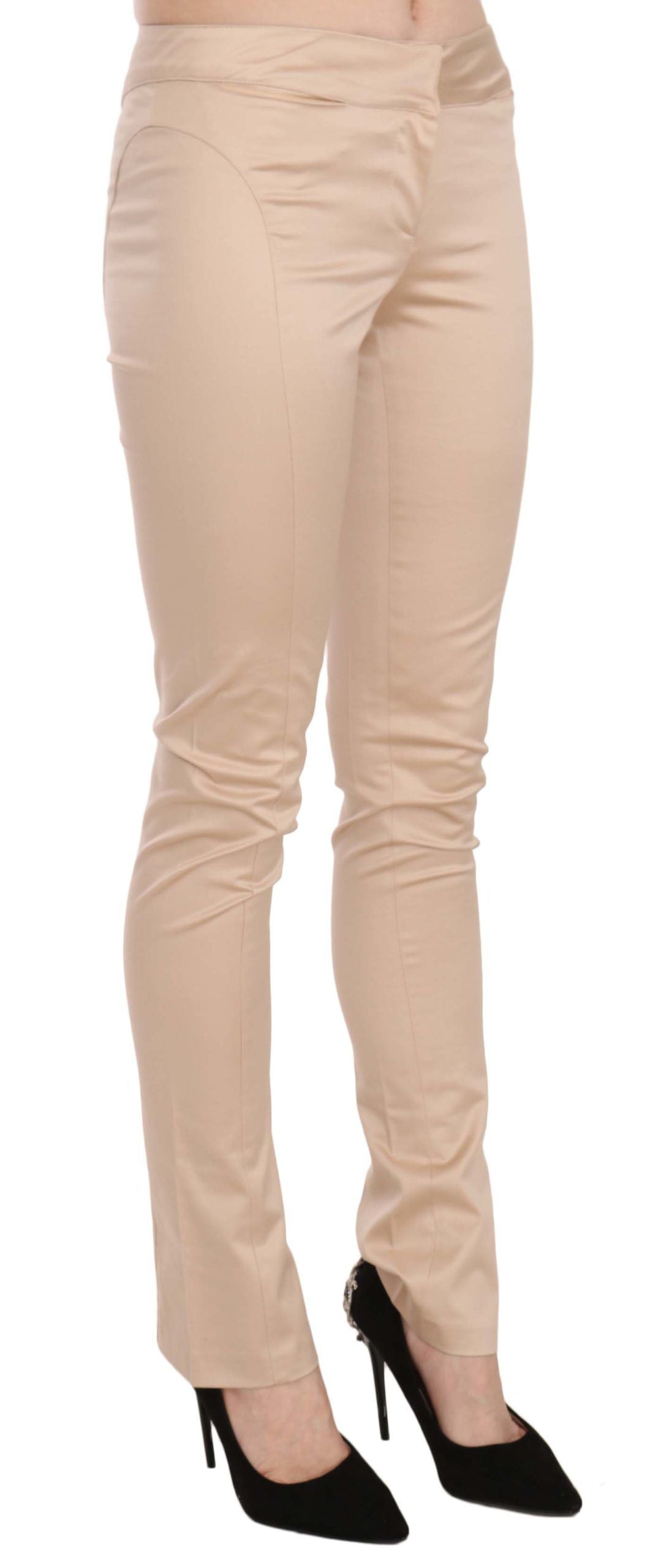 Just Cavalli Elegant Cream Low Waist Skinny Trousers - The Home of Luxury