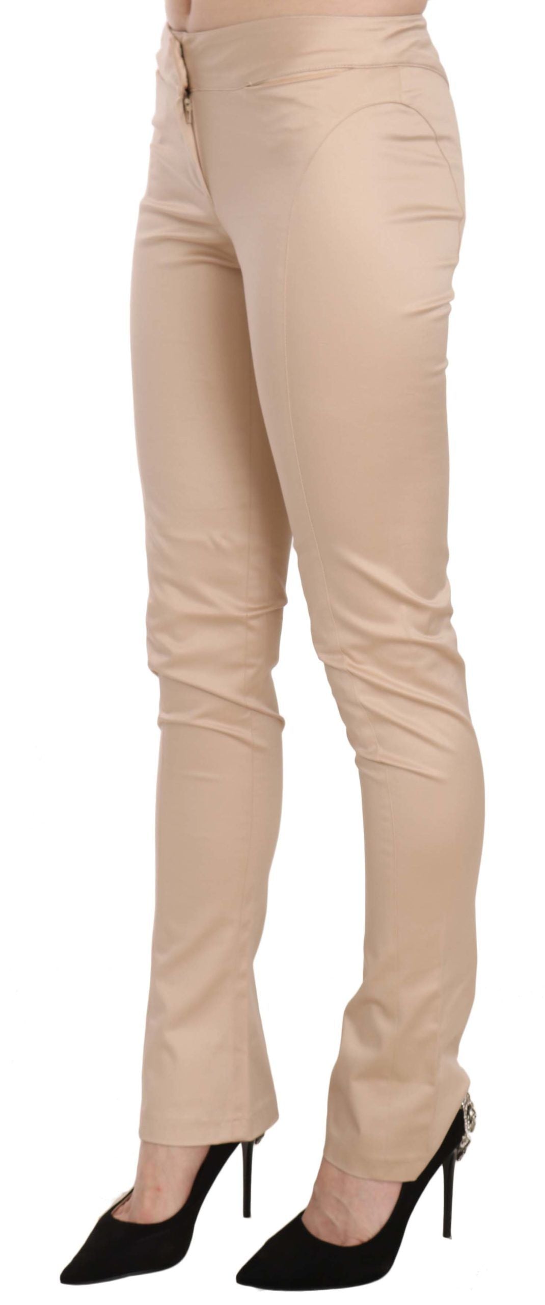 Just Cavalli Elegant Cream Low Waist Skinny Trousers - The Home of Luxury