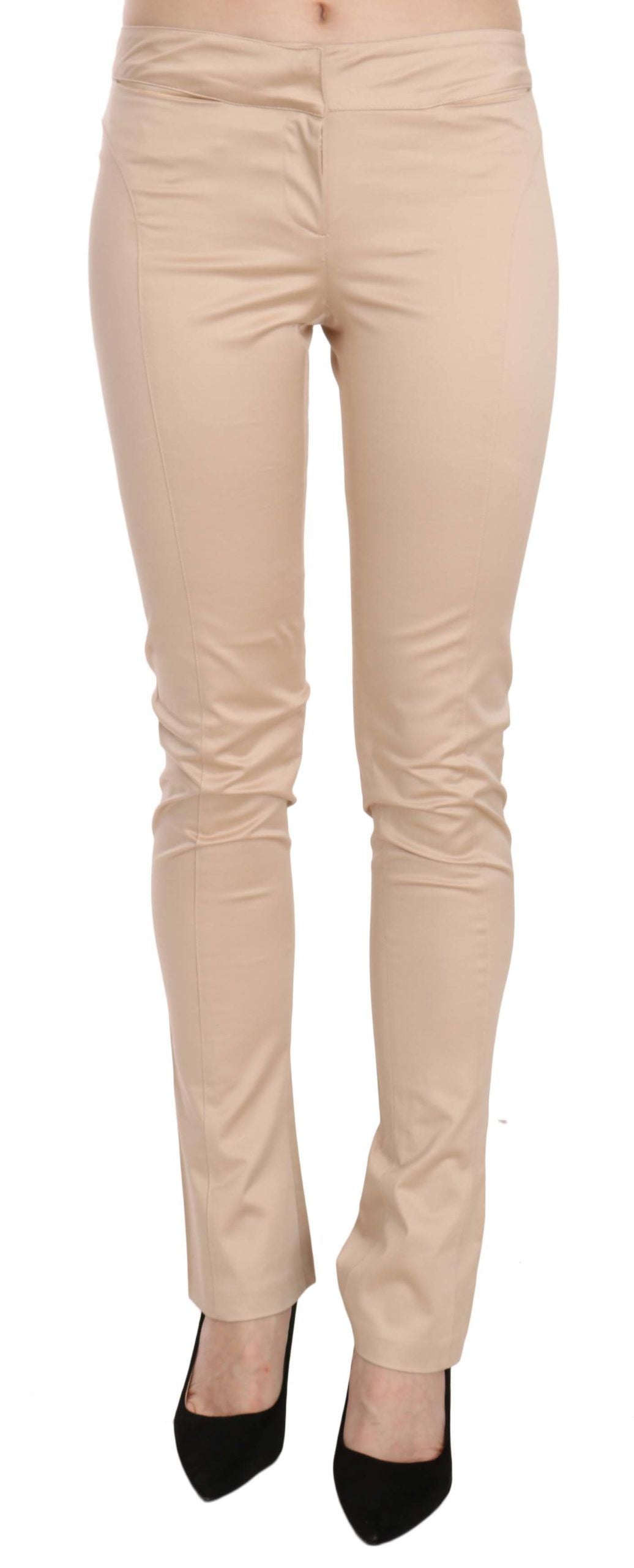 Just Cavalli Elegant Cream Low Waist Skinny Trousers - The Home of Luxury