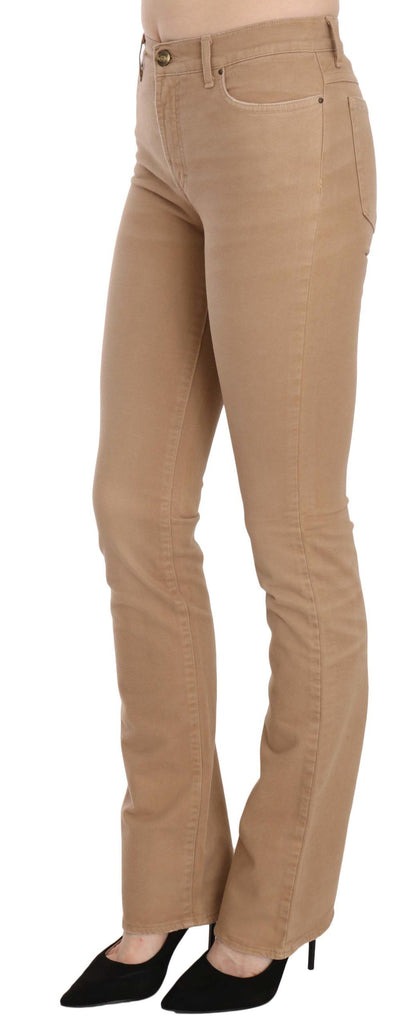 Just Cavalli Chic Brown Mid Waist Skinny Trousers - The Home of Luxury