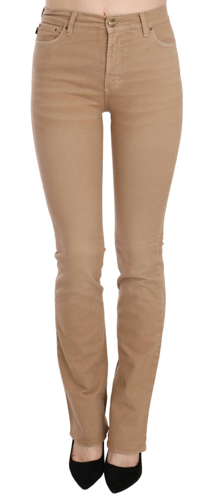 Just Cavalli Chic Brown Mid Waist Skinny Trousers - The Home of Luxury