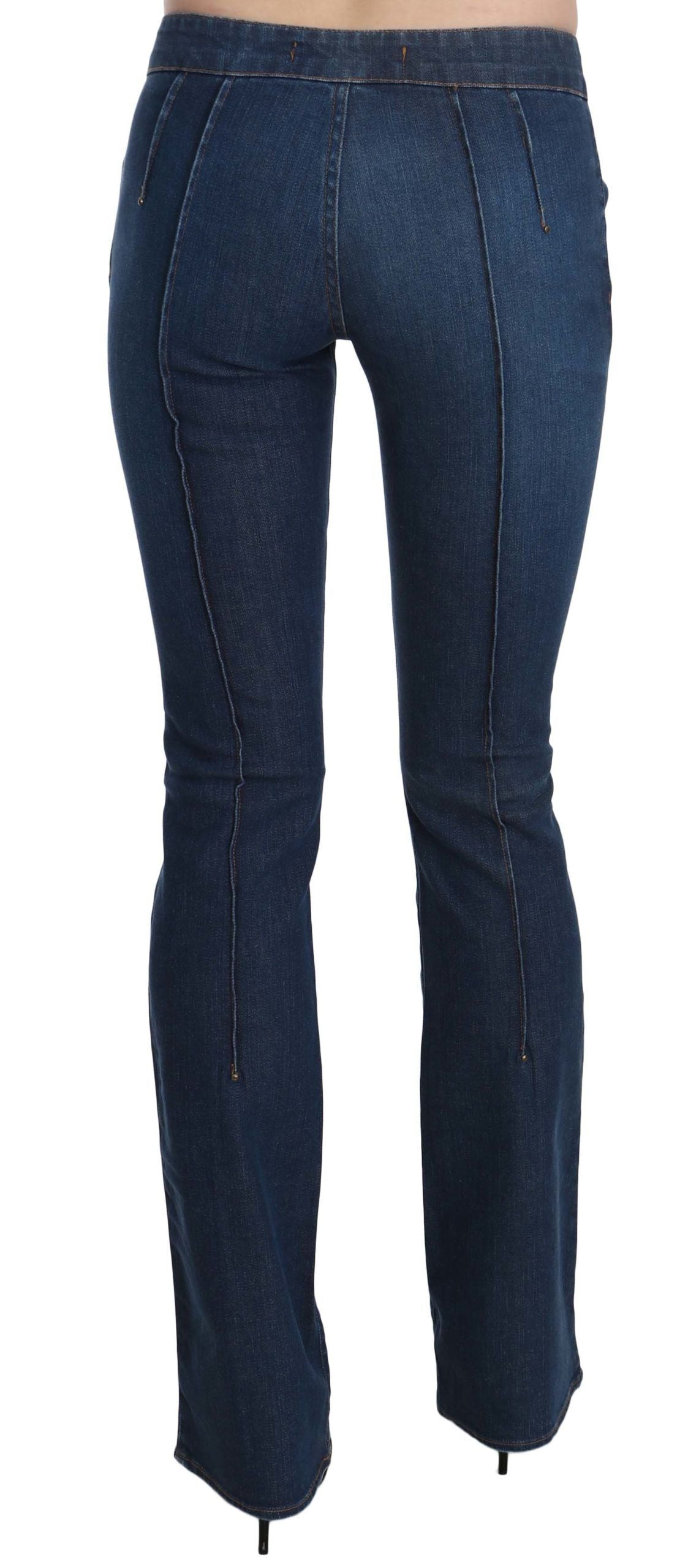 Just Cavalli Chic Blue Washed Boot Cut Denim Pants - The Home of Luxury