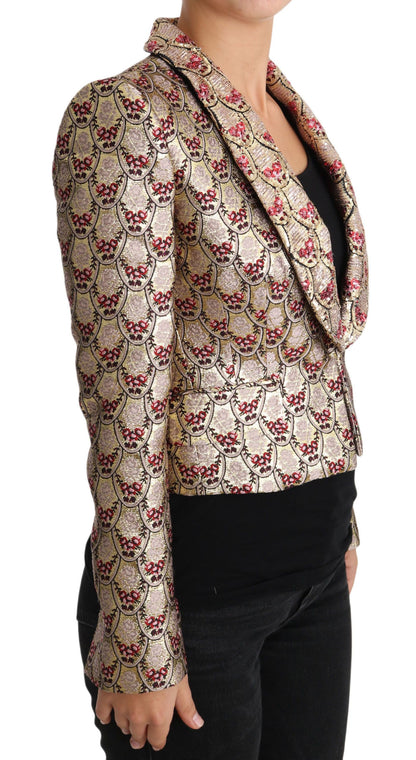 Dolce & Gabbana Glittering Gold Floral Sequined Blazer Jacket - The Home of Luxury