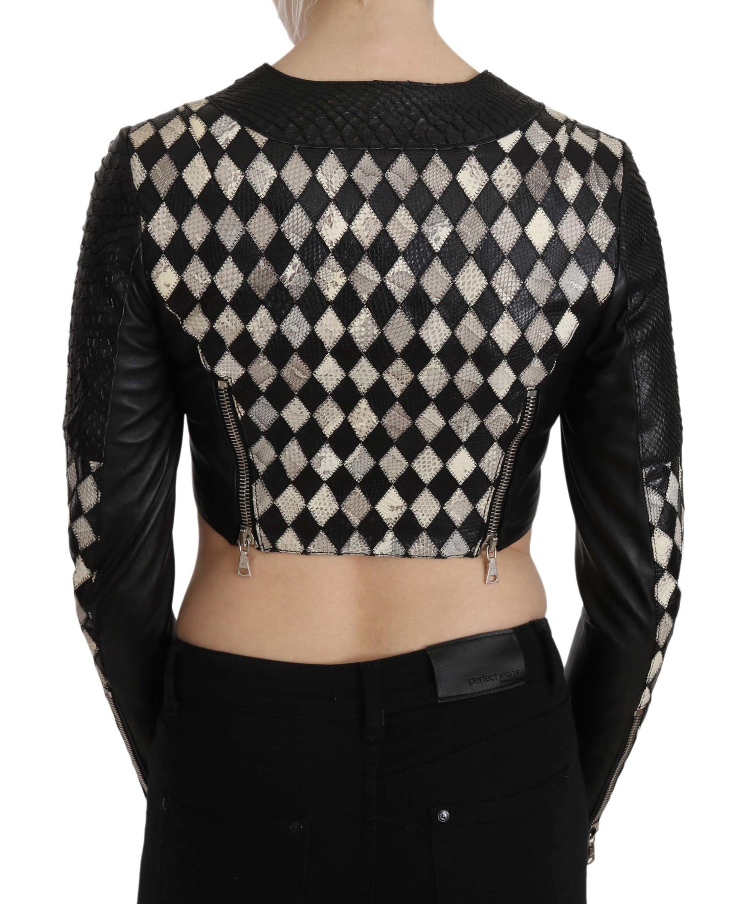 John Richmond Chic Biker-Inspired Cropped Leather Jacket - The Home of Luxury