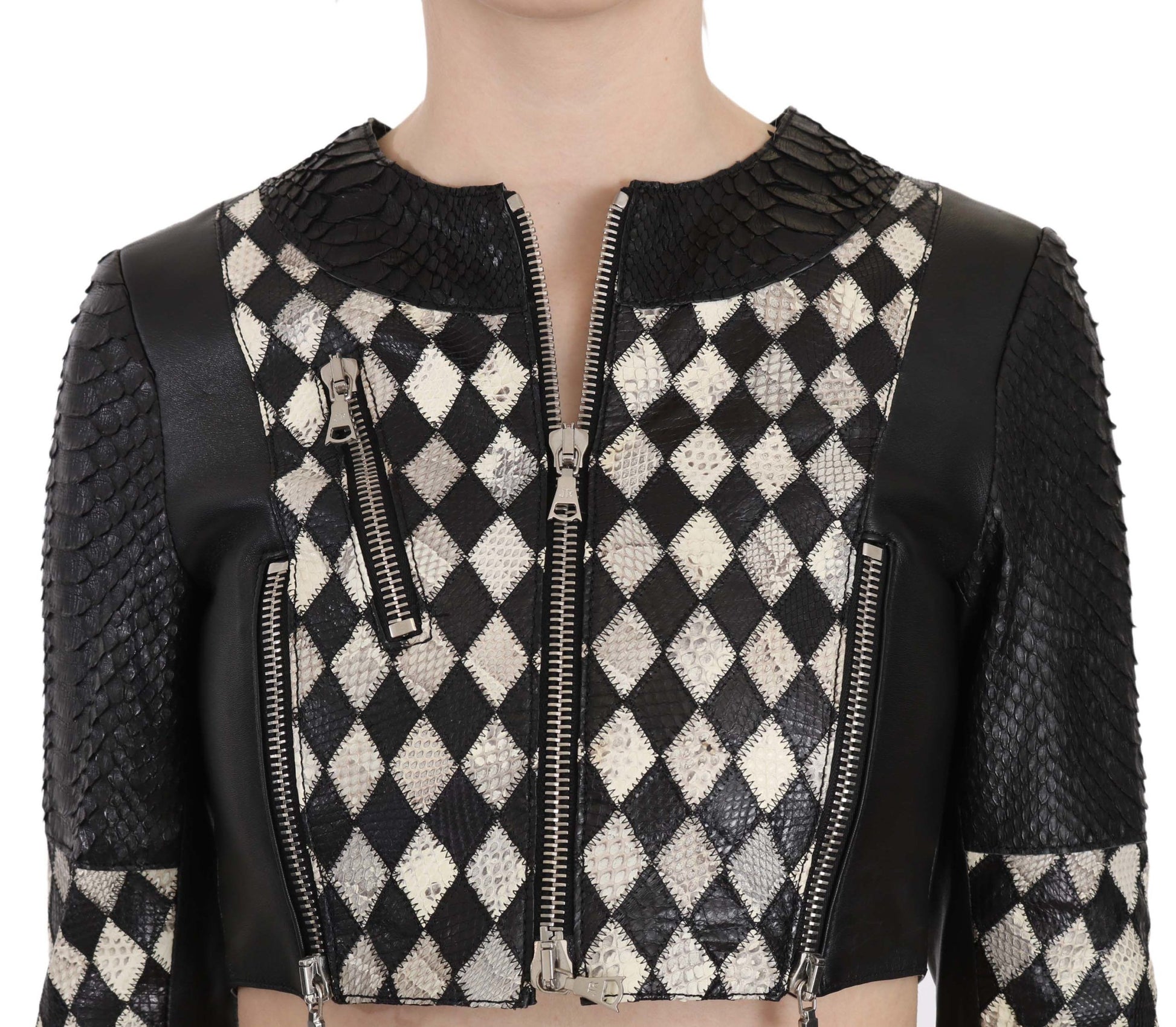 John Richmond Chic Biker-Inspired Cropped Leather Jacket - The Home of Luxury