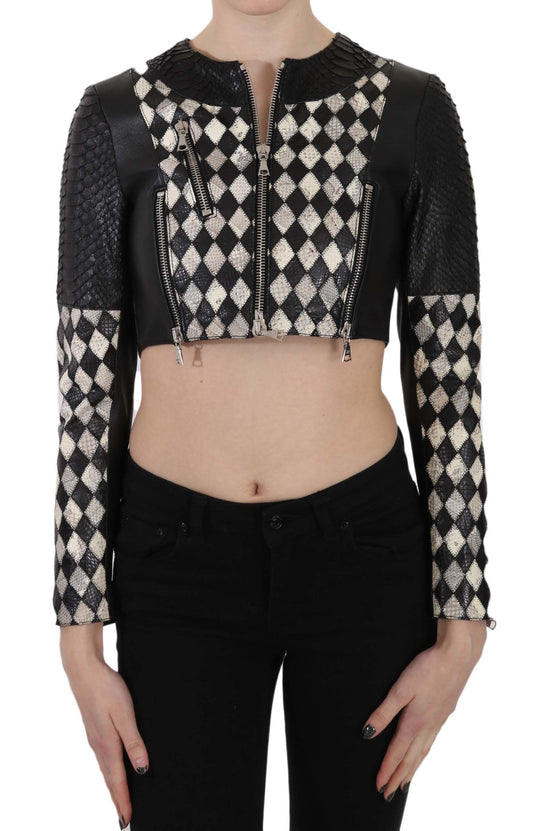 John Richmond Chic Biker-Inspired Cropped Leather Jacket - The Home of Luxury