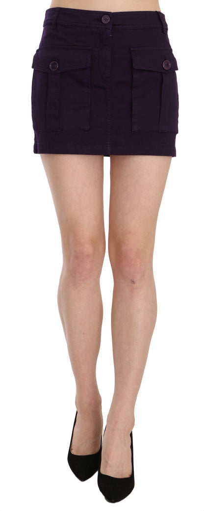 GF Ferre Elegant Purple High-Waist A-Line Mini Skirt - The Home of Luxury