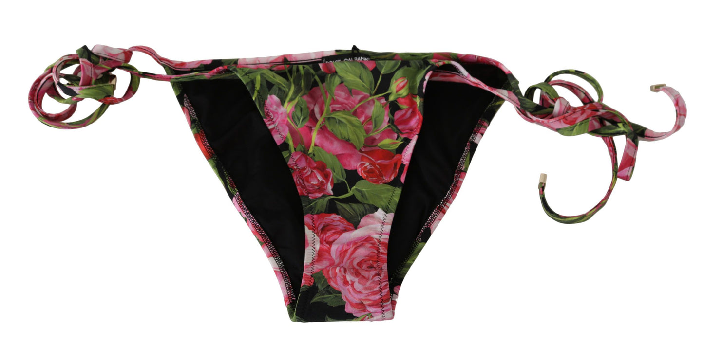 Dolce & Gabbana Elegant Rose Pattern Bikini Bottom - The Home of Luxury