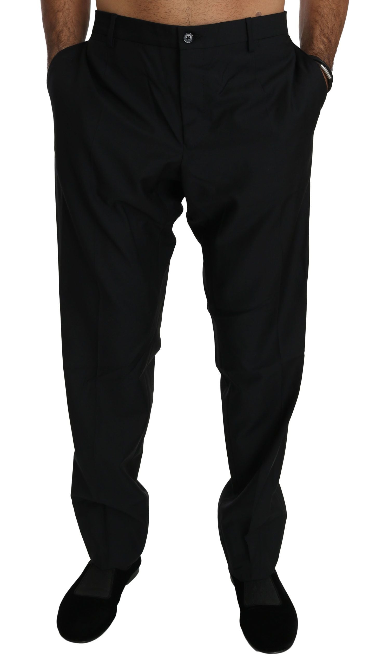 Dolce & Gabbana Elegant Black Virgin Wool Dress Pants - The Home of Luxury