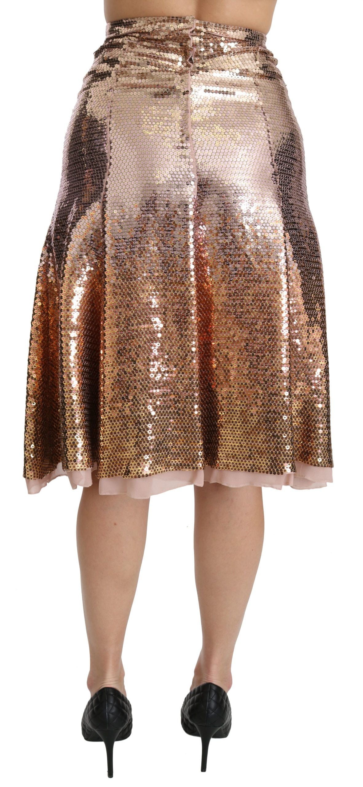 Dolce & Gabbana Gold Sequined High Waist Skirt - The Home of Luxury