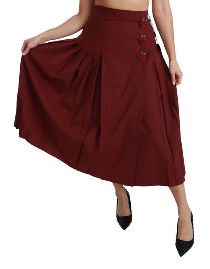 Dolce & Gabbana Elegant Red High Waist Virgin Wool Skirt - The Home of Luxury