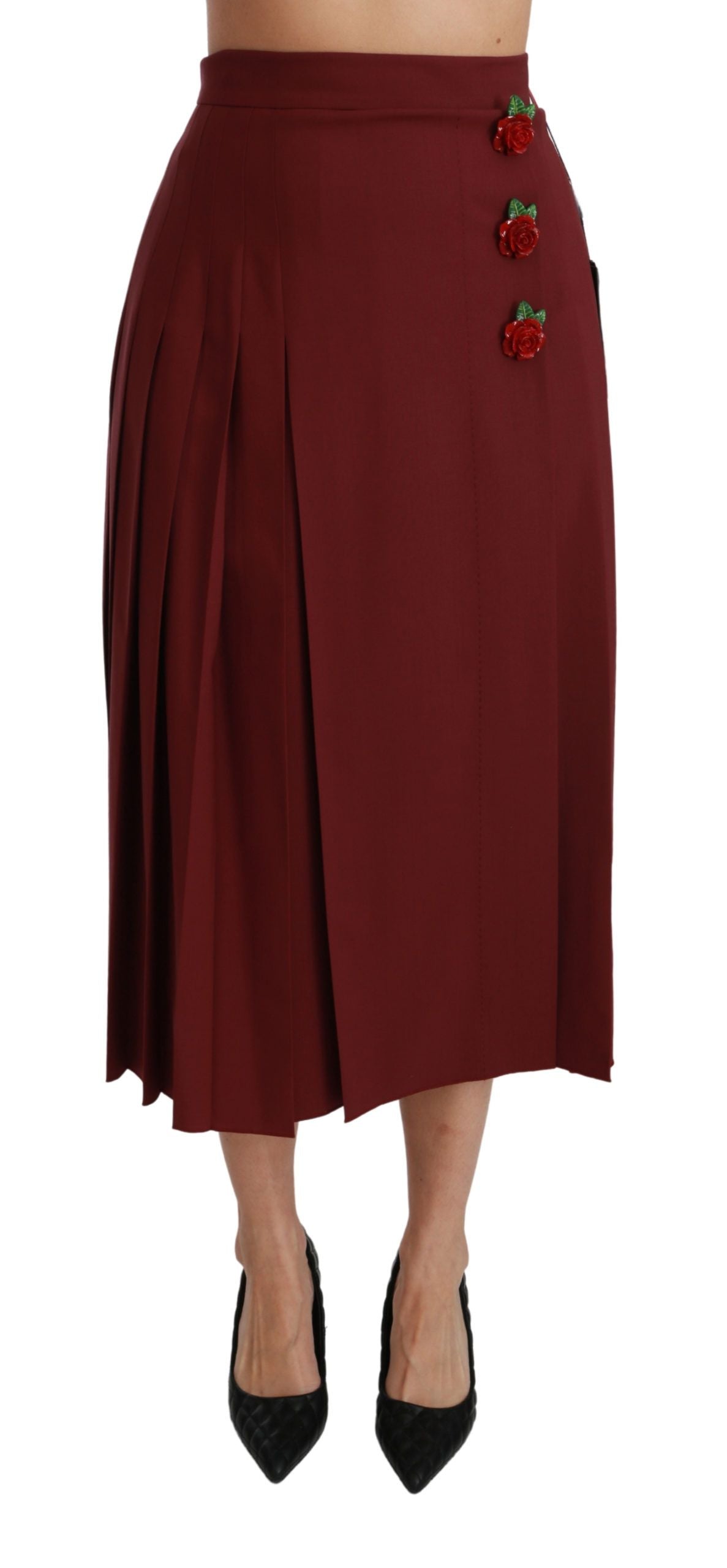 Dolce & Gabbana Elegant Red High Waist Virgin Wool Skirt - The Home of Luxury