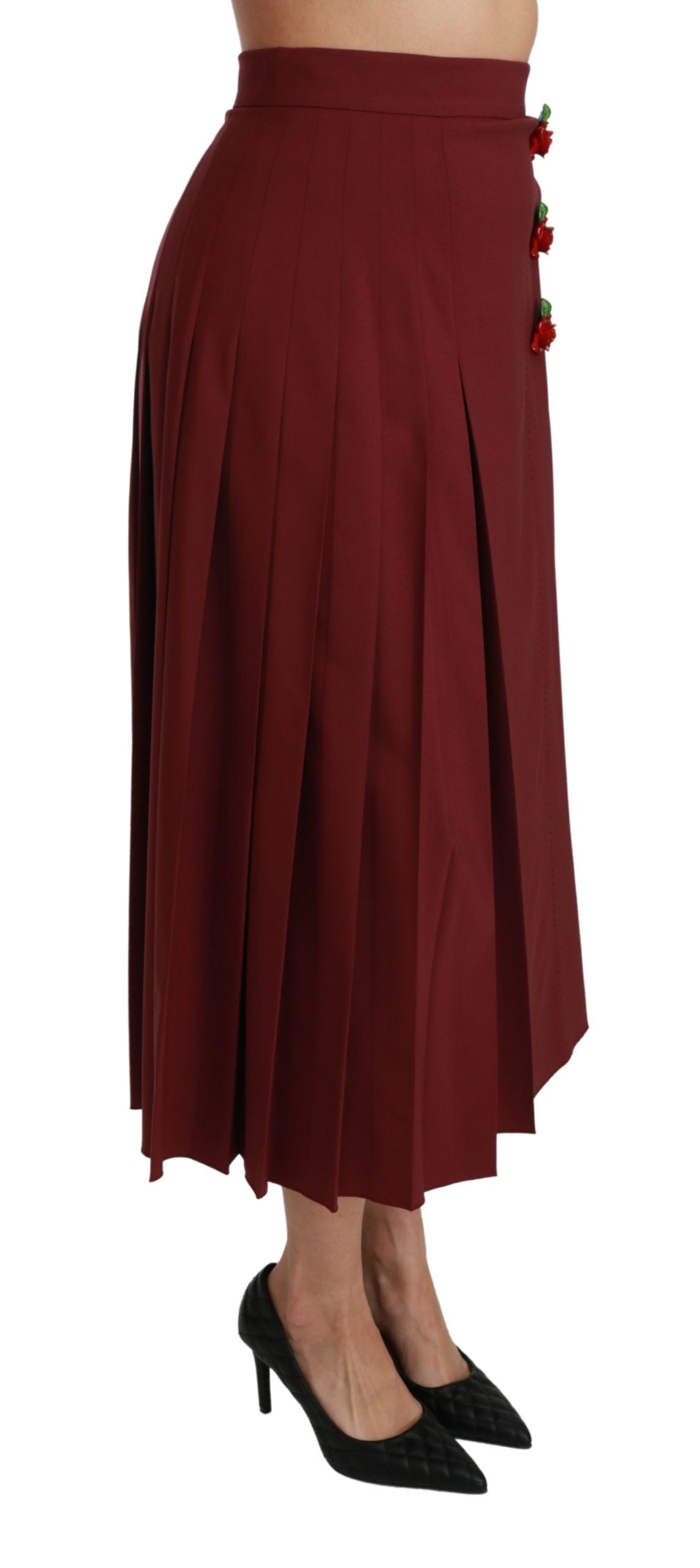 Dolce & Gabbana Elegant Red High Waist Virgin Wool Skirt - The Home of Luxury