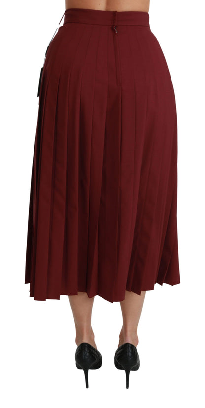 Dolce & Gabbana Elegant Red High Waist Virgin Wool Skirt - The Home of Luxury