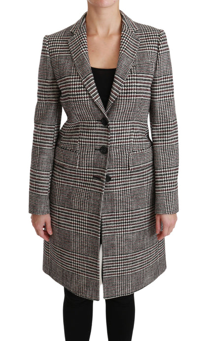 Dolce & Gabbana Elegant Multicolor Checked Knee-Length Jacket Coat - The Home of Luxury