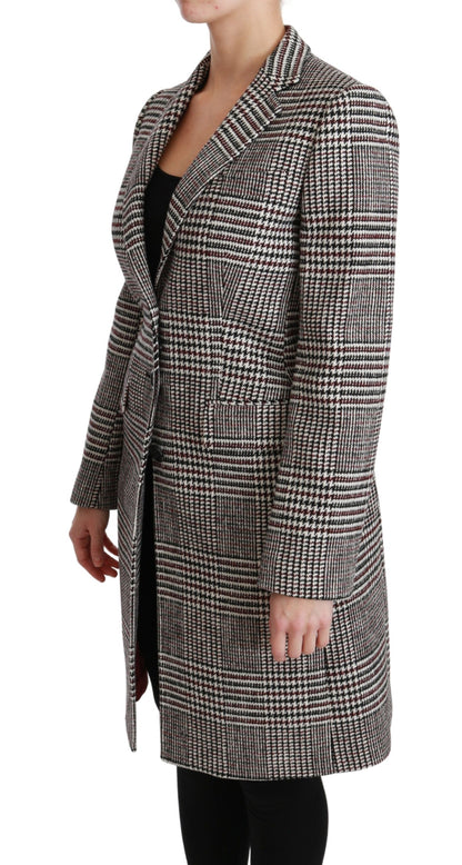 Dolce & Gabbana Elegant Multicolor Checked Knee-Length Jacket Coat - The Home of Luxury