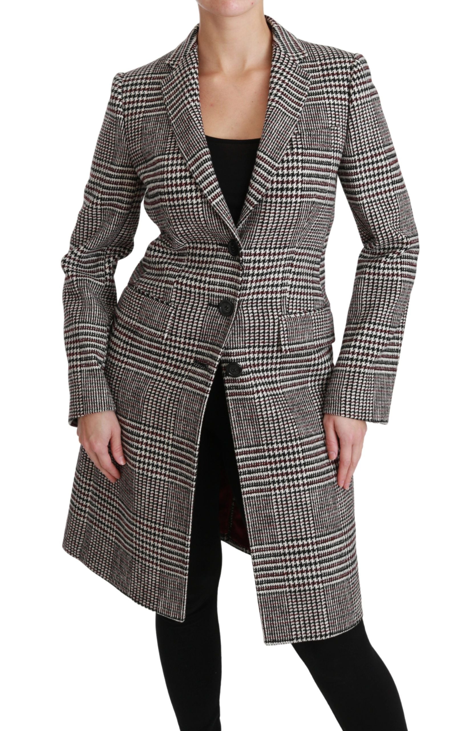 Dolce & Gabbana Elegant Multicolor Checked Knee-Length Jacket Coat - The Home of Luxury