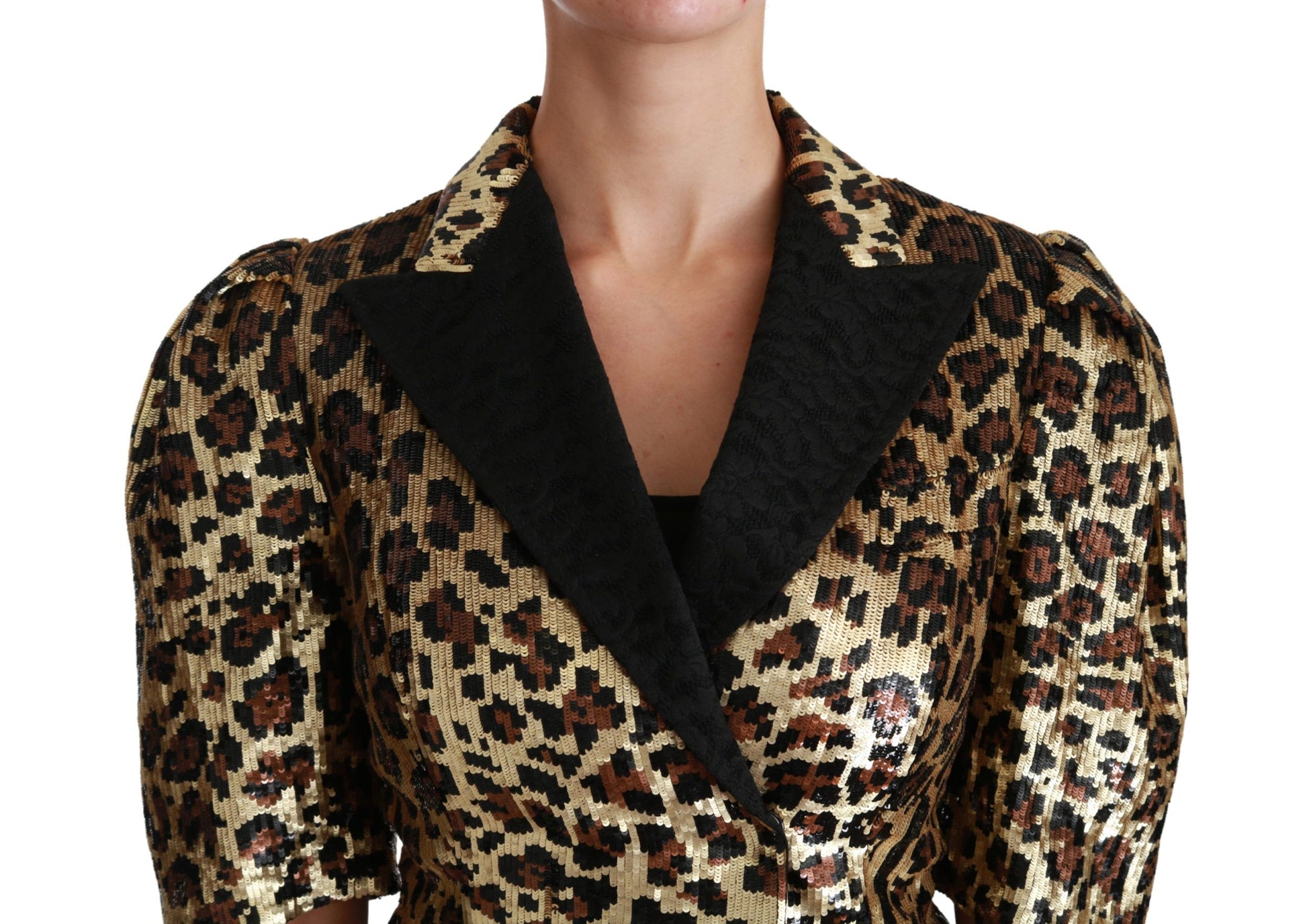 Dolce & Gabbana Gold Leopard Print Short Sleeve Blazer - The Home of Luxury