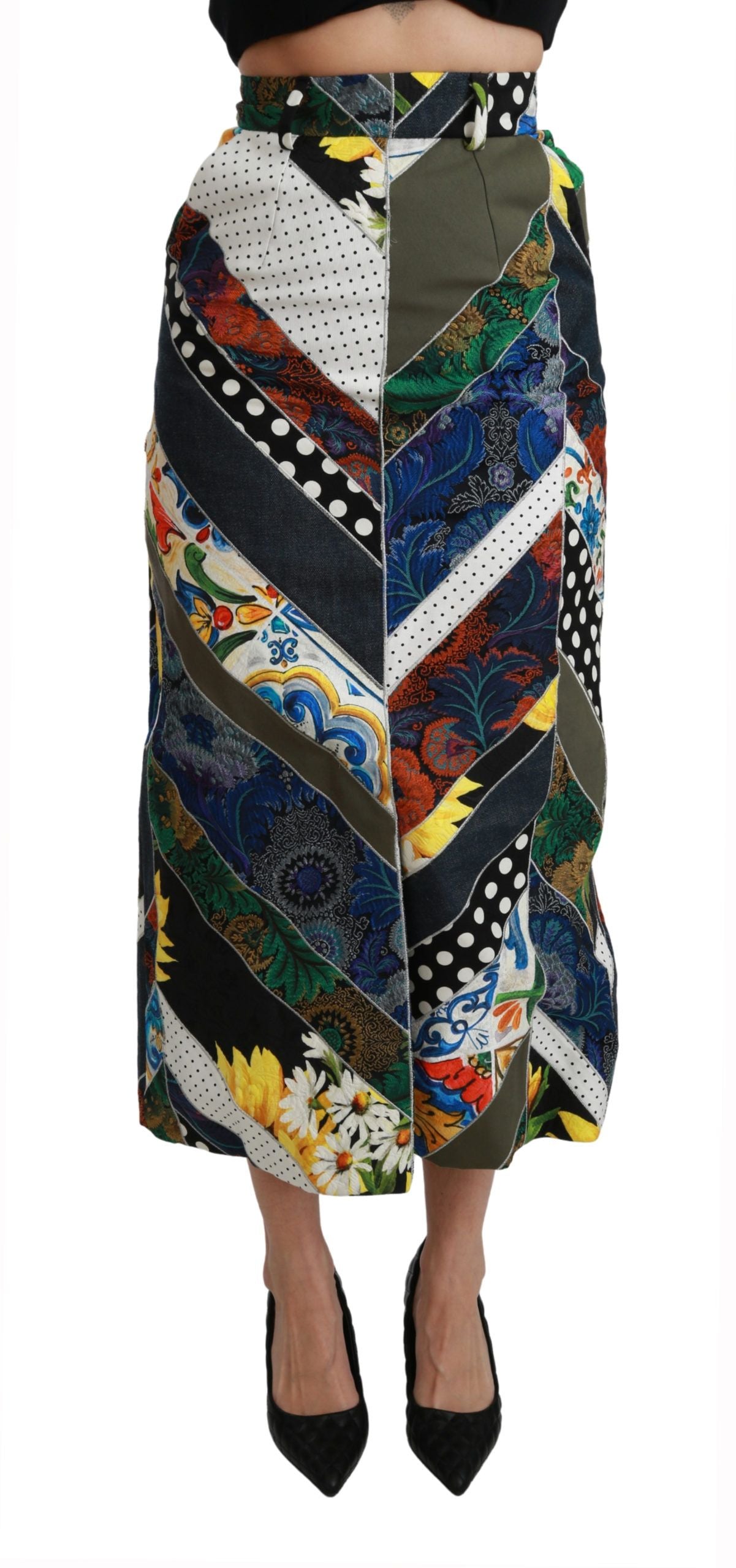 Dolce & Gabbana Elegant Geometric Print High-Waist Skirt - The Home of Luxury