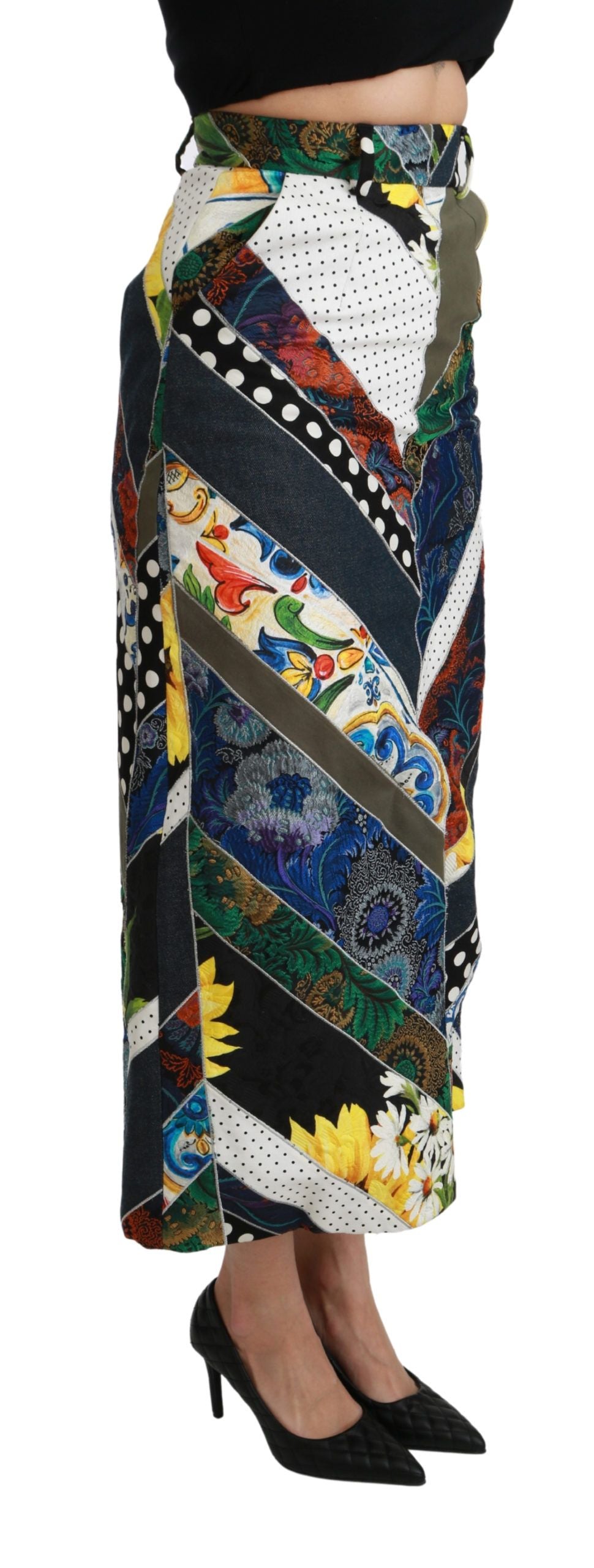 Dolce & Gabbana Elegant Geometric Print High-Waist Skirt - The Home of Luxury