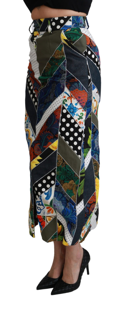 Dolce & Gabbana Elegant Geometric Print High-Waist Skirt - The Home of Luxury