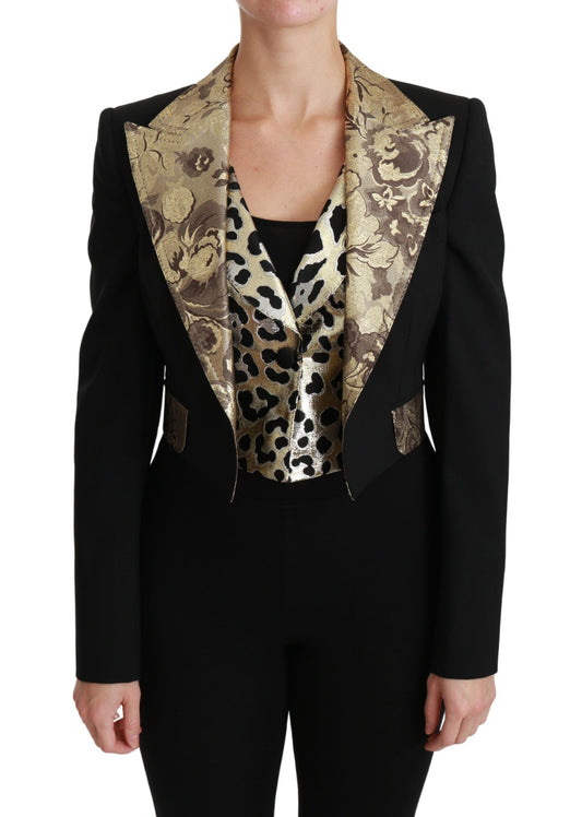 Dolce & Gabbana Opulent Black Gold Floral Jacket and Vest Ensemble - The Home of Luxury