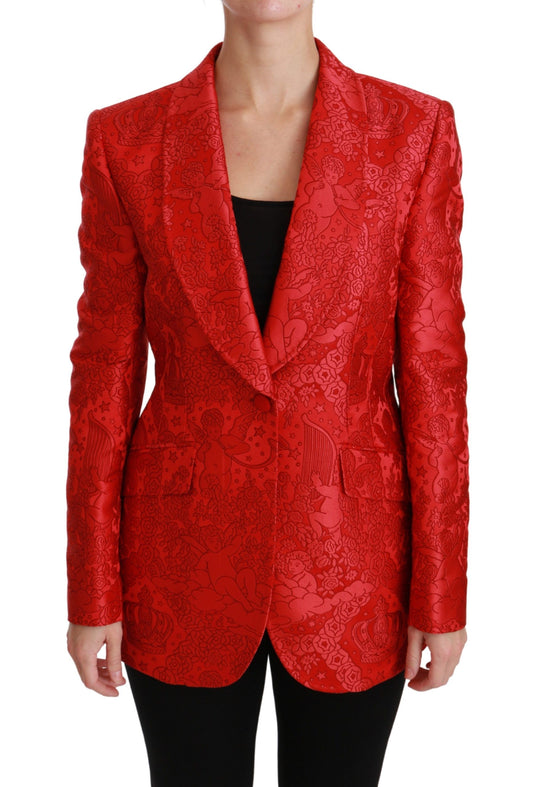 Dolce & Gabbana Red Floral Angel Pattern Blazer - The Home of Luxury