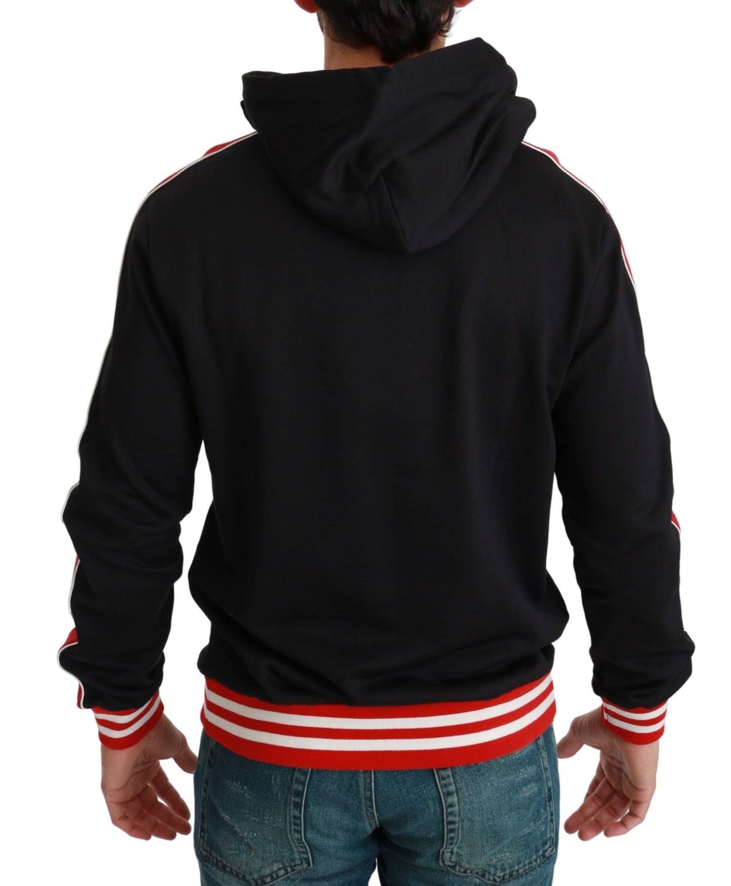 Dolce & Gabbana Elegant Black Hooded Sweater with Multicolor Motif - The Home of Luxury