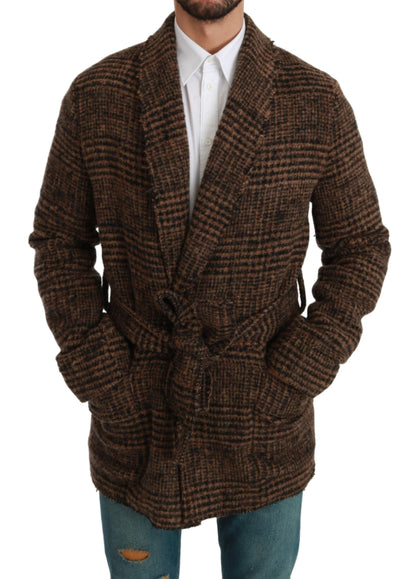 Dolce & Gabbana Elegant Brown Alpaca Blend Belted Cape Jacket - The Home of Luxury