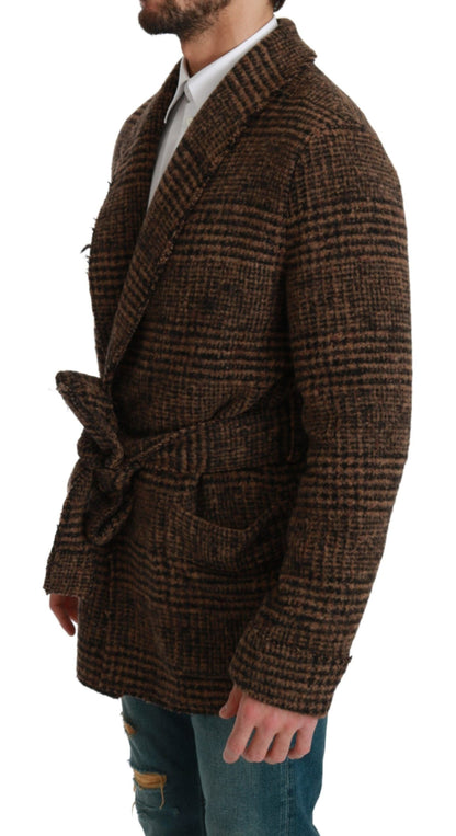 Dolce & Gabbana Elegant Brown Alpaca Blend Belted Cape Jacket - The Home of Luxury