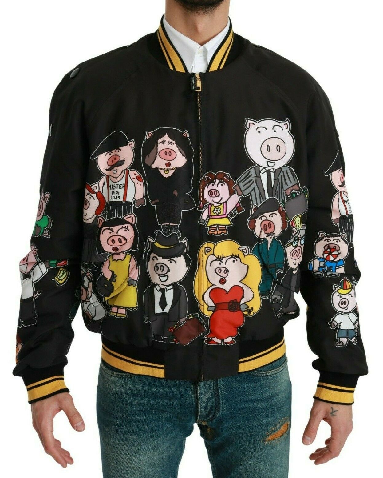 Dolce & Gabbana Multicolor Motive Bomber Style Jacket - The Home of Luxury