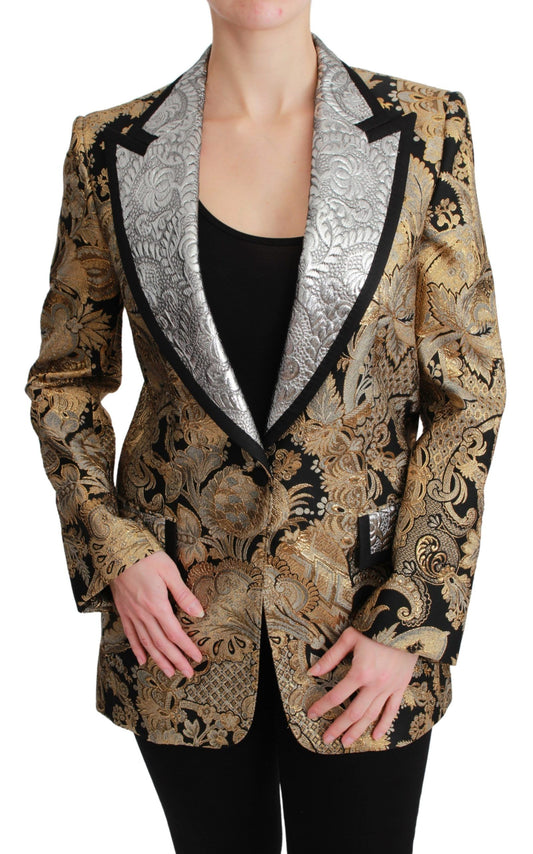 Dolce & Gabbana Elegant Gold Floral Jacquard Blazer - The Home of Luxury