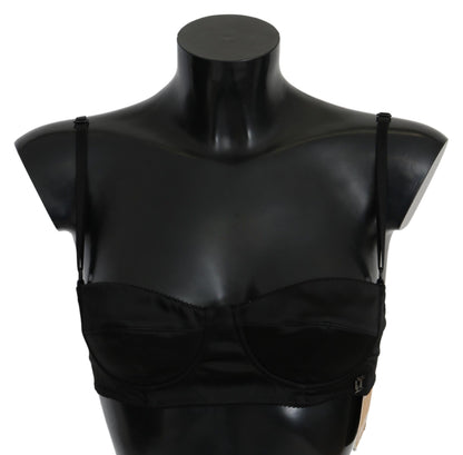 John Galliano Elegant Black Cotton Bralette - The Home of Luxury