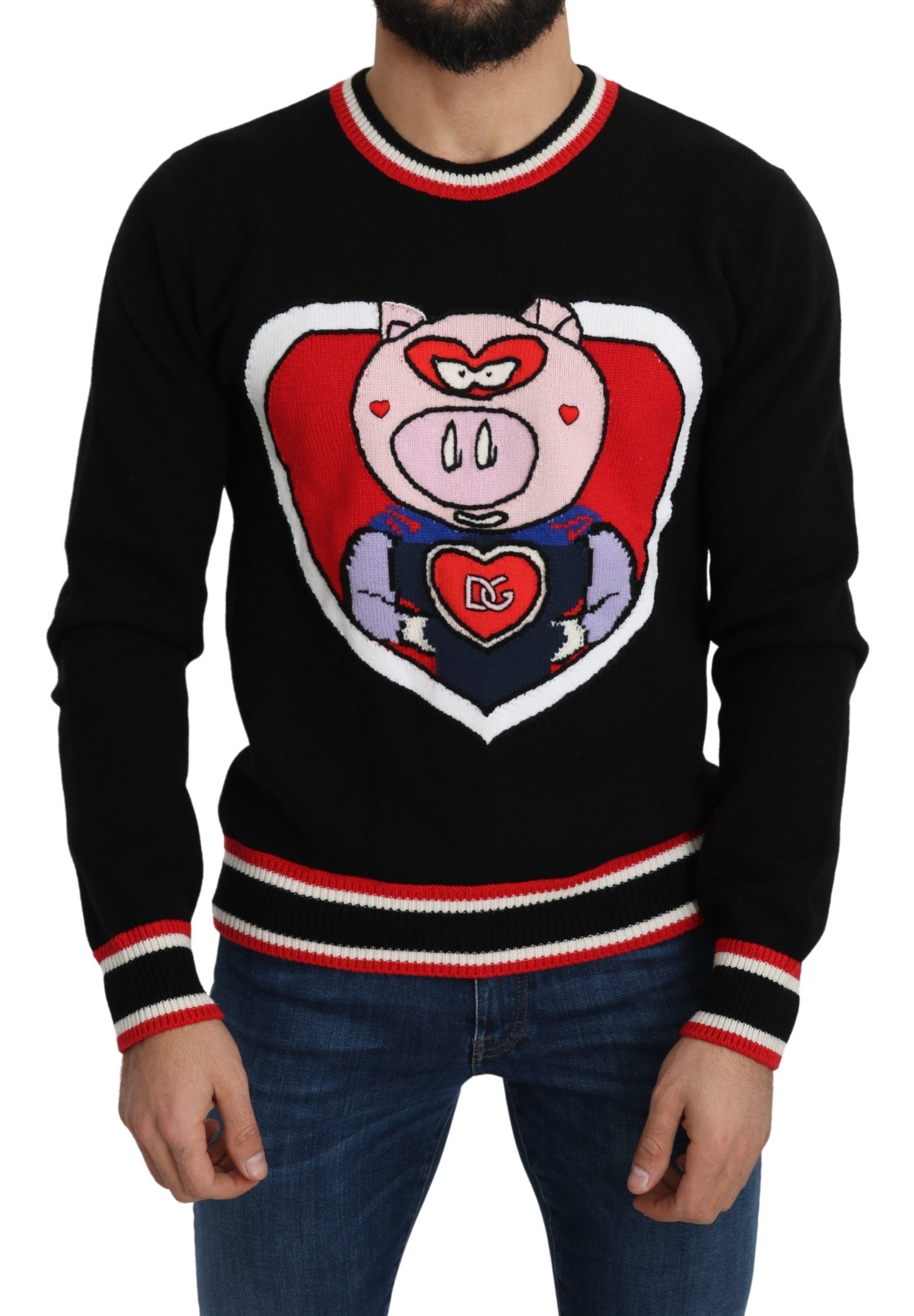 Dolce & Gabbana Elegant Black Cashmere Crew Neck Sweater - The Home of Luxury