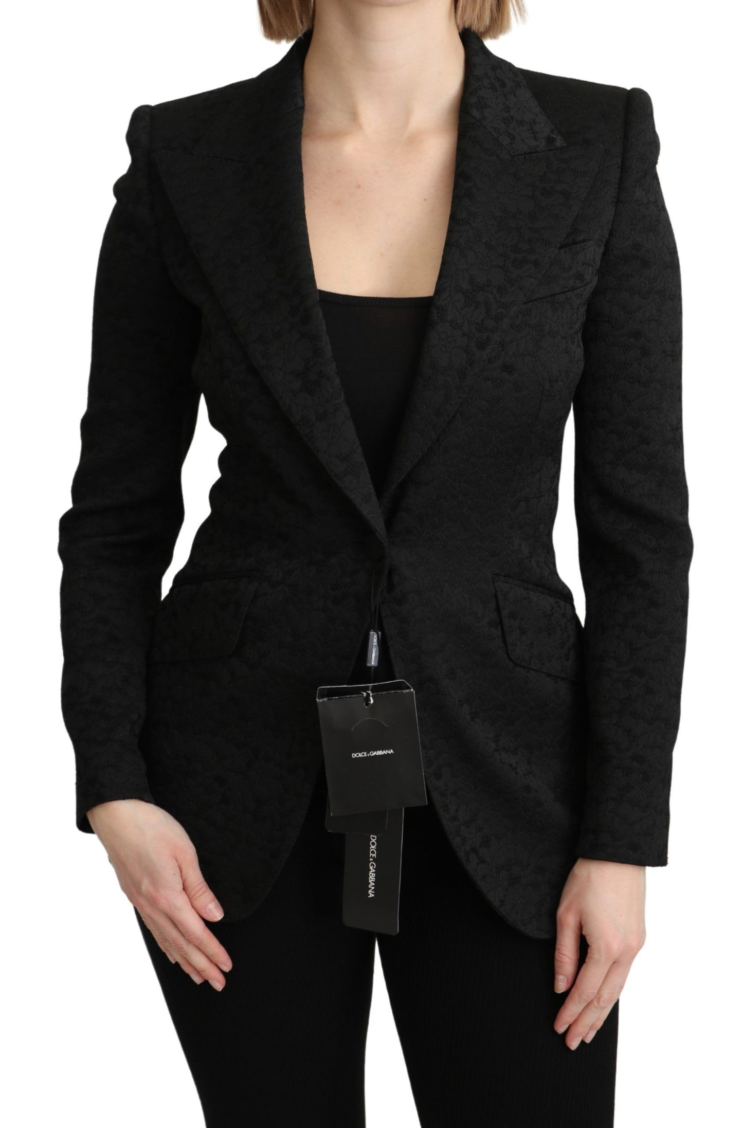 Dolce & Gabbana Elegant Black Brocade Single Breasted Blazer - The Home of Luxury