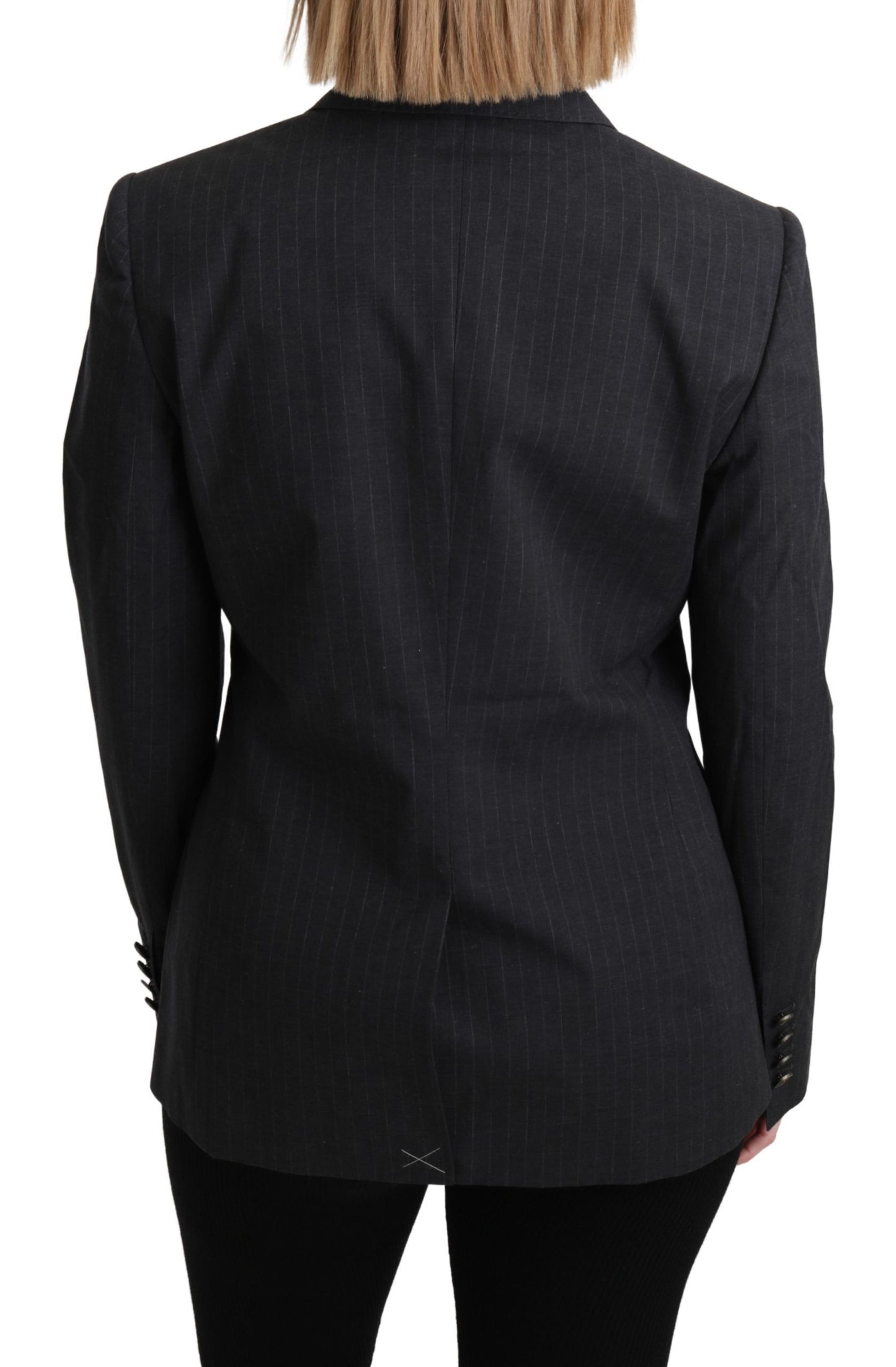 Dolce & Gabbana Elegant Gray Striped Cotton Blazer - The Home of Luxury