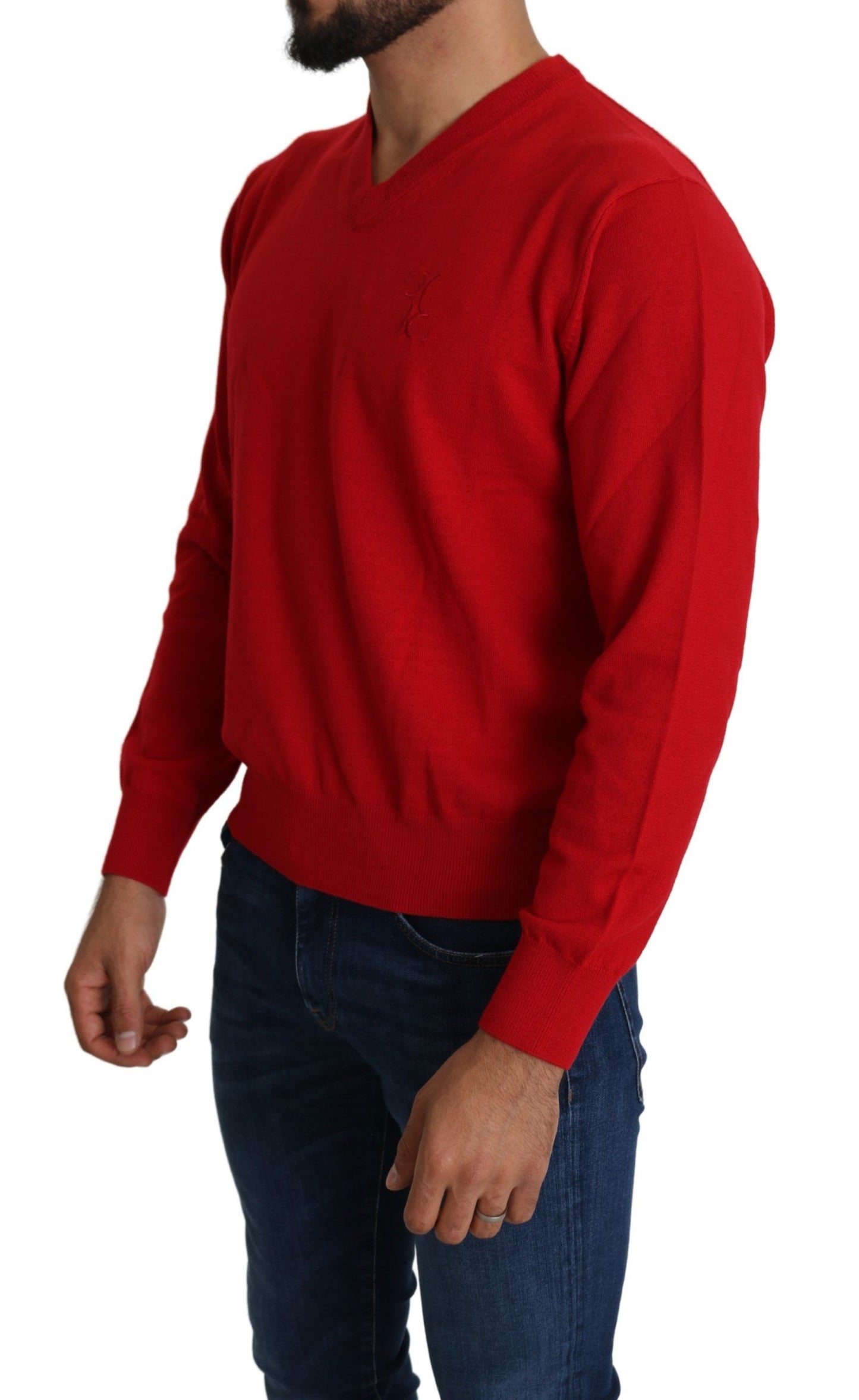 Billionaire Italian Couture Iconic Embroidered Red Wool Sweater - The Home of Luxury