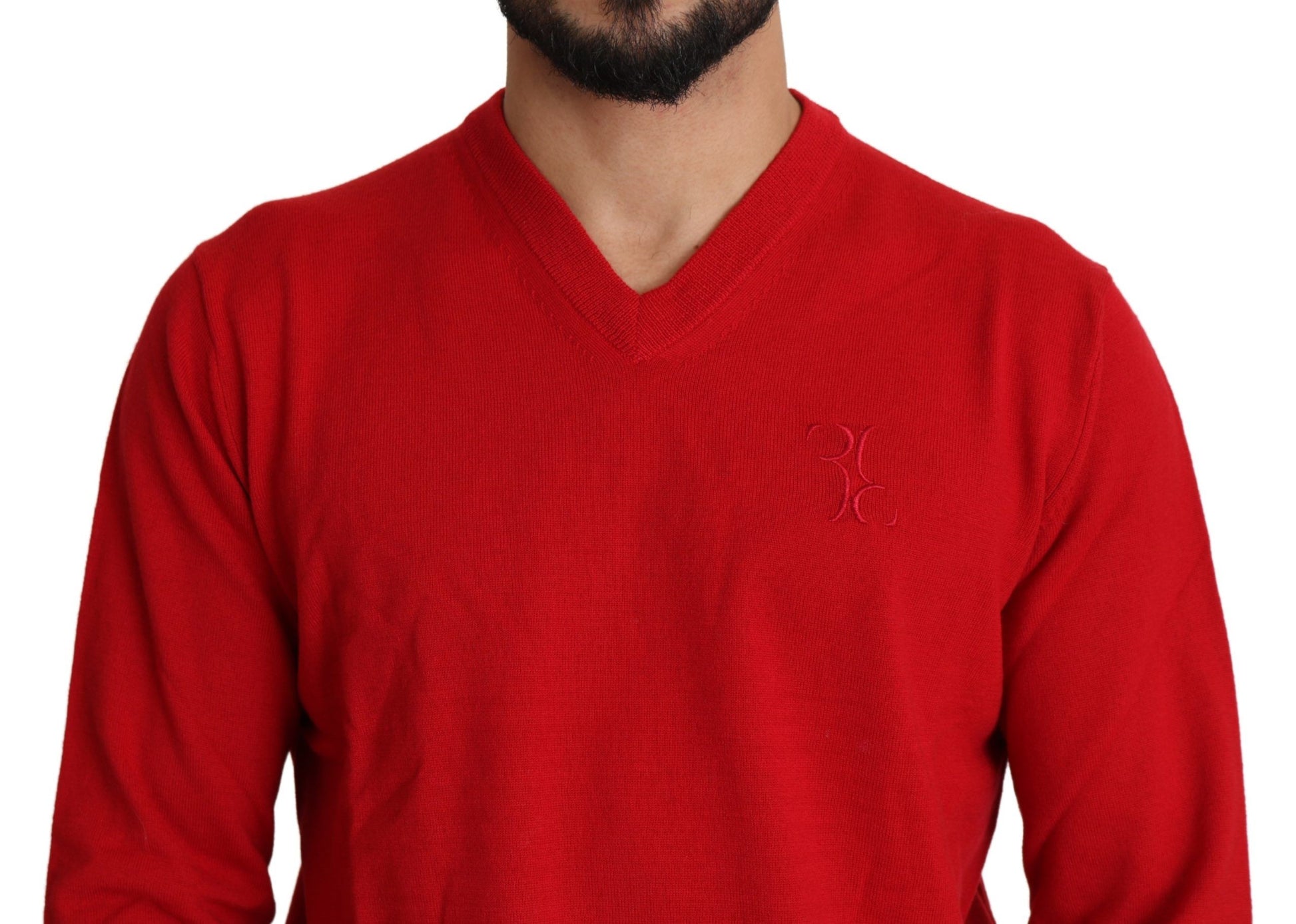 Billionaire Italian Couture Iconic Embroidered Red Wool Sweater - The Home of Luxury