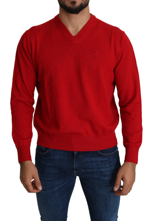 Billionaire Italian Couture Iconic Embroidered Red Wool Sweater - The Home of Luxury