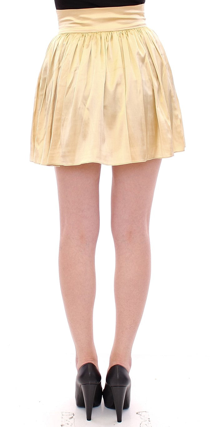 Andrea Incontri Chic Beige Floral Embroidered Mini Skirt - The Home of Luxury