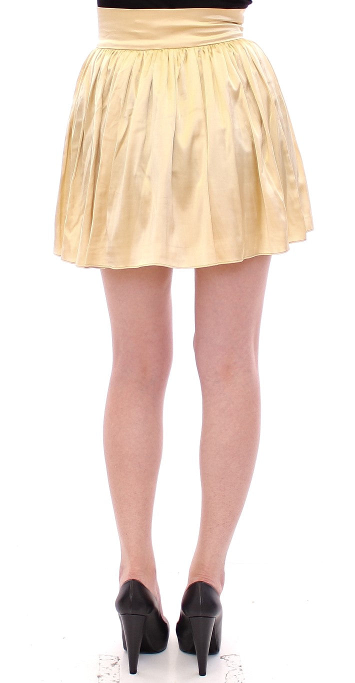 Andrea Incontri Chic Beige Floral Embroidered Mini Skirt - The Home of Luxury