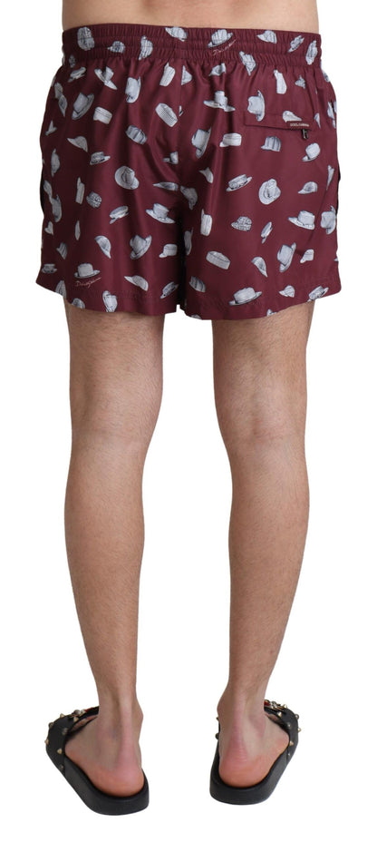 Dolce & Gabbana Maroon Elegance Men's Swimming Trunks