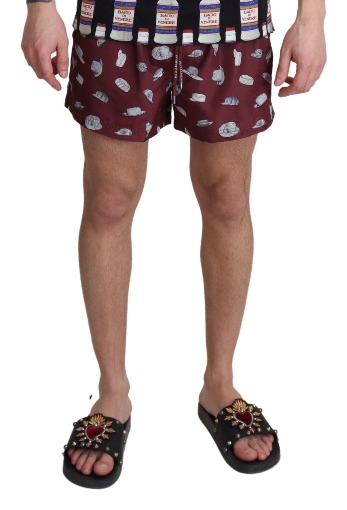 Dolce & Gabbana Maroon Elegance Men's Swimming Trunks