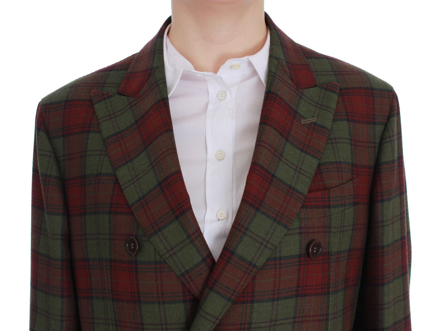 BENCIVENGA Elegant Checkered Double-Breasted Wool Blazer