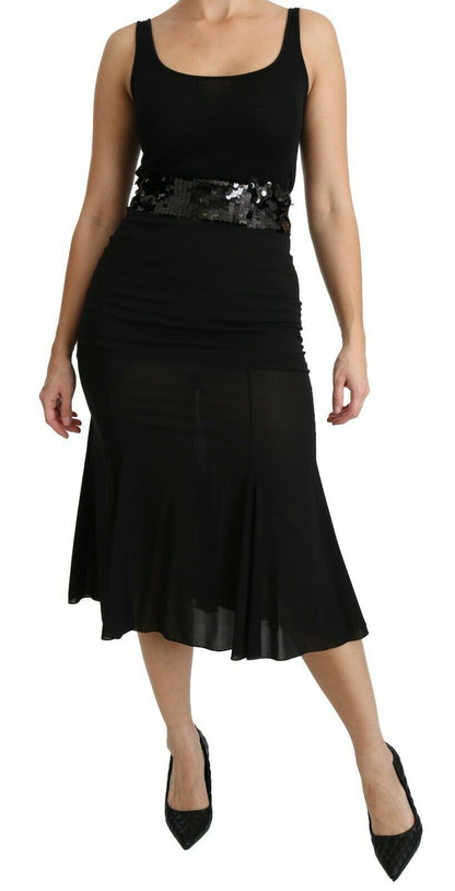 Dolce & Gabbana Chic High Waist Black Silk Blend Skirt - The Home of Luxury