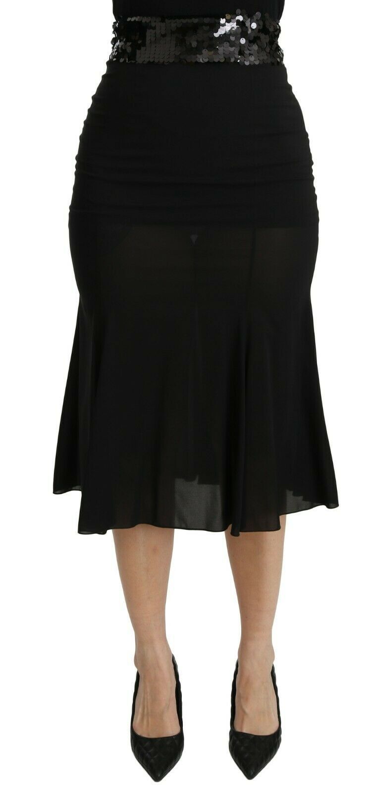 Dolce & Gabbana Chic High Waist Black Silk Blend Skirt - The Home of Luxury